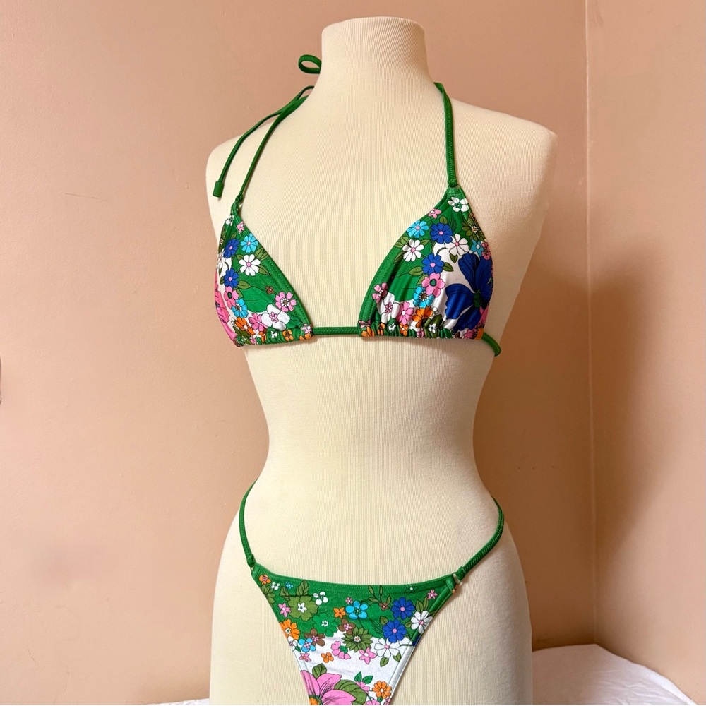 Zimmerman green flowers shimmering shine bikini set